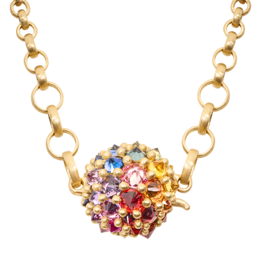 Rainbow Sputnik Rolo Necklace - 12003